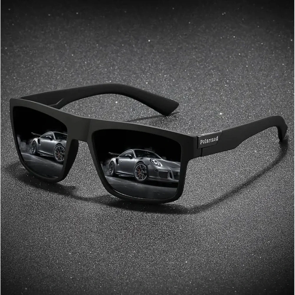 Lightweight Shades Mens Polarized Square Sunglasses Hip‎ Hop Dark Black. Lens